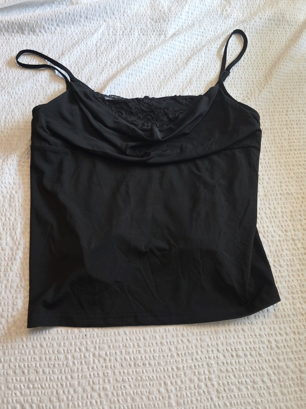 wild fable Black Lace-Trim Cowl Tank Xl